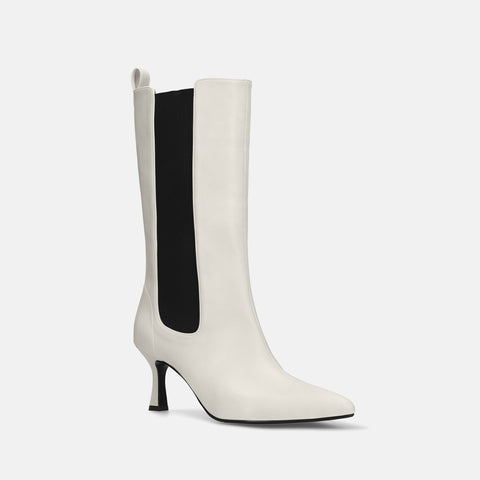 50%OFF:サイドゴア ミドルブーツ(m72009)アイボリー/mamian(マミアン)