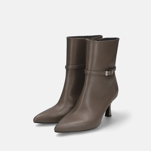 50%OFF:ストラップデザイン ショートブーツ(m72010)グレージュ/mamian(マミアン)