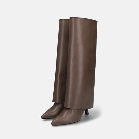 50%OFF:フレアカバー ロングブーツ(m72014)ブラウン/mamian(マミアン)