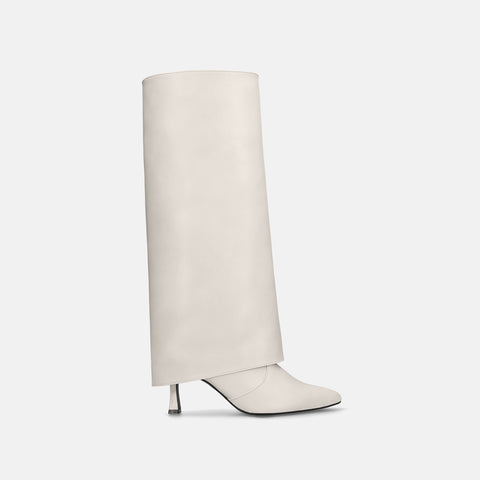 50%OFF:フレアカバー ロングブーツ(m72014)アイボリー/mamian(マミアン)