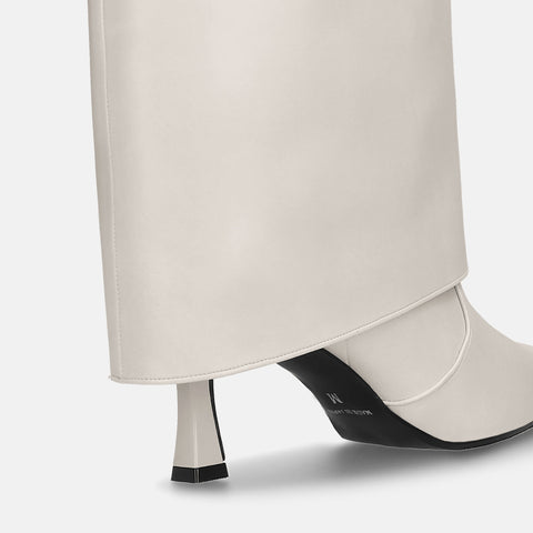 50%OFF:フレアカバー ロングブーツ(m72014)アイボリー/mamian(マミアン)