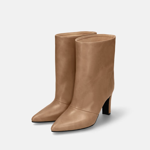 50%OFF:ワイドシャフト ショートブーツ(m81009)ベージュ/mamian(マミアン)