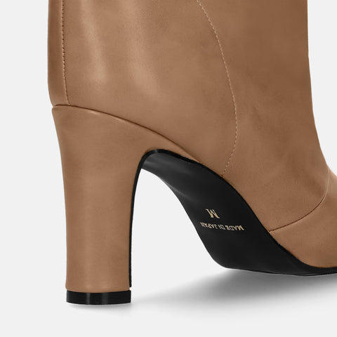 50%OFF:ワイドシャフト ショートブーツ(m81009)ベージュ/mamian(マミアン)