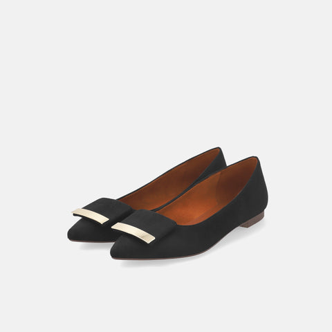 2025AW:アクセントバックル フラットシューズ(m17006)ブラックS/mamian(マミアン)