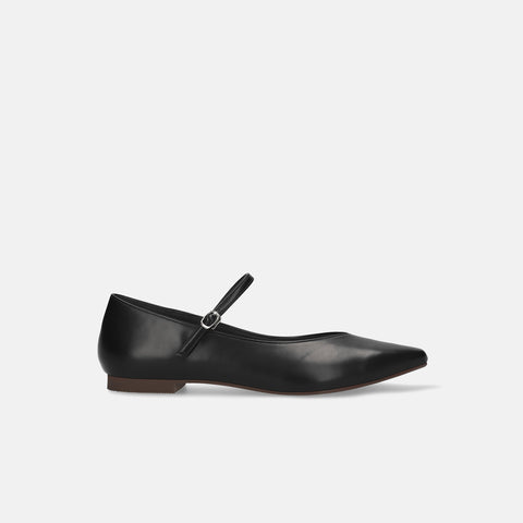 ラストワン40%OFF:甲ストラップ付き Vカットフラットシューズ(m18013)ブラック/mamian(マミアン)