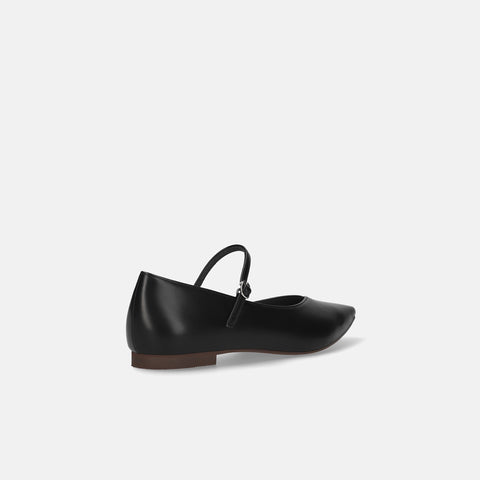 ラストワン40%OFF:甲ストラップ付き Vカットフラットシューズ(m18013)ブラック/mamian(マミアン)