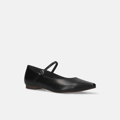 ラストワン40%OFF:甲ストラップ付き Vカットフラットシューズ(m18013)ブラック/mamian(マミアン)