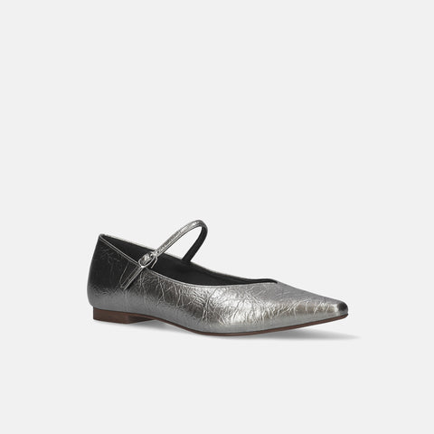 40%OFF:甲ストラップ付き Vカットフラットシューズ(m18013)クラックシルバー/mamian(マミアン)