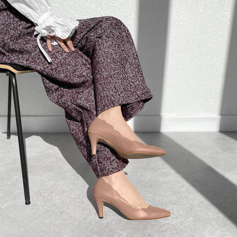 15%OFF:フラワーカット パンプス(m72005)ココアベージュ/mamian(マミアン)