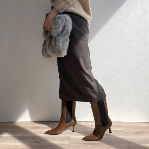 50%OFF:サイドゴア ミドルブーツ(m72009)ブラウン/mamian(マミアン)