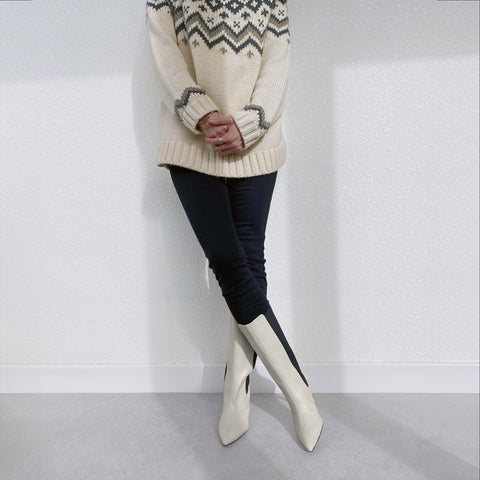 50%OFF:サイドゴア ミドルブーツ(m72009)アイボリー/mamian(マミアン)