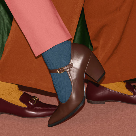 15%OFF:チャンキーヒール メリージェーンパンプス(m72013)ブラウン/mamian(マミアン)