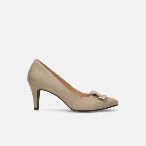 2025AW:バックルリボン付き アーモンドトゥ パンプス(lt7001)ベージュS/mamian(マミアン)