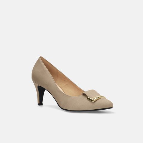 2025AW:バックルリボン付き アーモンドトゥ パンプス(lt7001)ベージュS/mamian(マミアン)