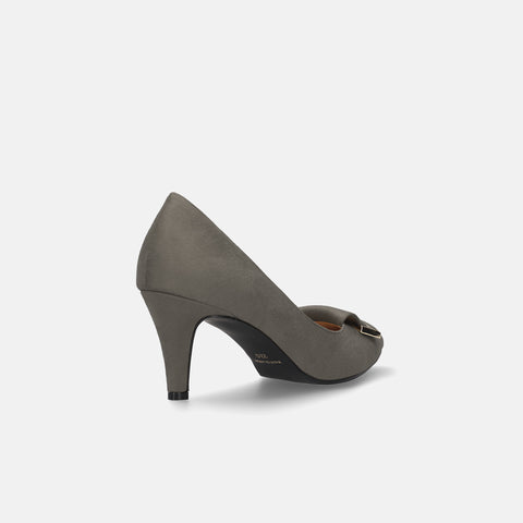 2025AW:バックルリボン付き アーモンドトゥ パンプス(lt7001)チャコールS/mamian(マミアン)