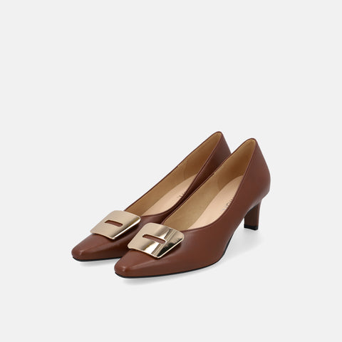 40%OFF:プレートバックル パンプス(m55601)レディッシュブラウン/mamian(マミアン)