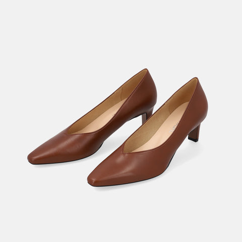 40%OFF:プレートバックル パンプス(m55601)レディッシュブラウン/mamian(マミアン)