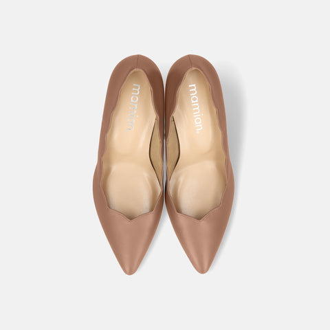 15%OFF:フラワーカット パンプス(m72005)ココアベージュ/mamian(マミアン)