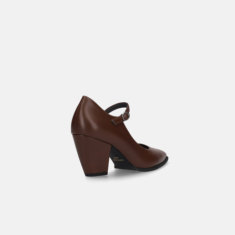15%OFF:チャンキーヒール メリージェーンパンプス(m72013)ブラウン/mamian(マミアン)