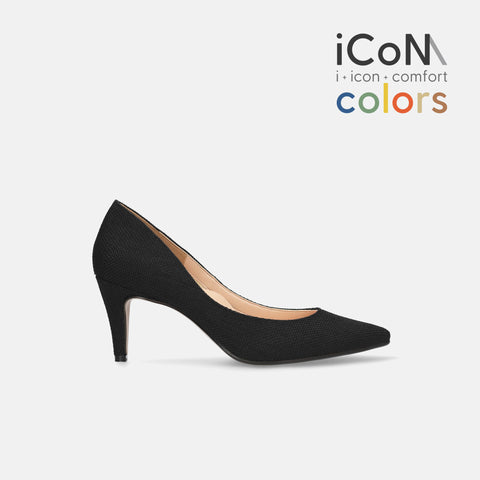 15%OFF:2025SS:iCoN COLORS:ポインテッドトゥ リネン パンプス(C76535)ブラックL/mamian(マミアン)