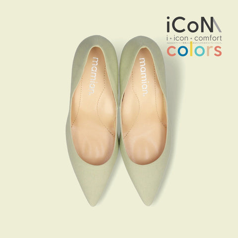 iCoN COLORS:ポインテッドトゥ リネン パンプス(C76535)SグリーンL/mamian(マミアン)