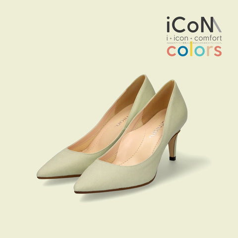 iCoN COLORS:ポインテッドトゥ リネン パンプス(C76535)SグリーンL/mamian(マミアン)