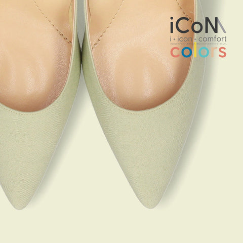 iCoN COLORS:ポインテッドトゥ リネン パンプス(C76535)SグリーンL/mamian(マミアン)