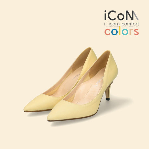 iCoN COLORS:ポインテッドトゥ リネン パンプス(C76535)SイエローL/mamian(マミアン)