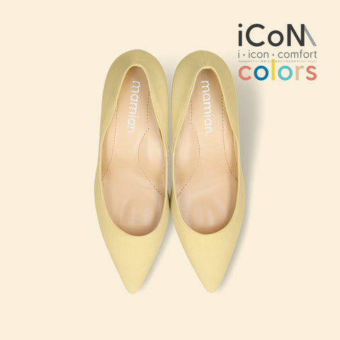 iCoN COLORS:ポインテッドトゥ リネン パンプス(C76535)SイエローL/mamian(マミアン)