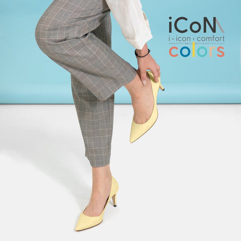 iCoN COLORS:ポインテッドトゥ リネン パンプス(C76535)SイエローL/mamian(マミアン)