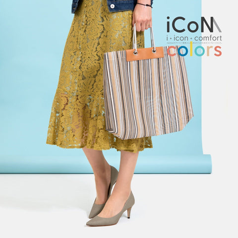 iCoN COLORS:ポインテッドトゥ リネン パンプス(C76535)SカーキL/mamian(マミアン)