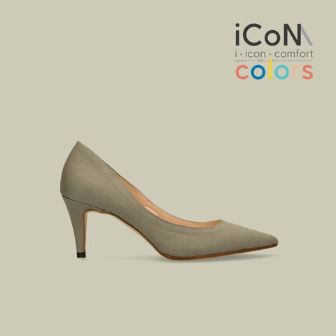 iCoN COLORS:ポインテッドトゥ リネン パンプス(C76535)SカーキL/mamian(マミアン)