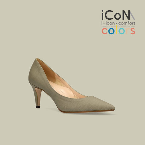iCoN COLORS:ポインテッドトゥ リネン パンプス(C76535)SカーキL/mamian(マミアン)