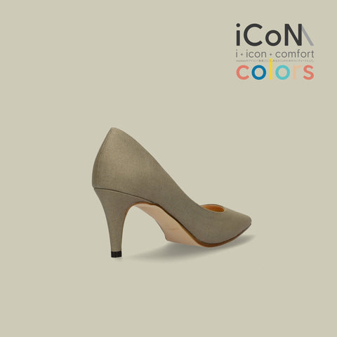 iCoN COLORS:ポインテッドトゥ リネン パンプス(C76535)SカーキL/mamian(マミアン)