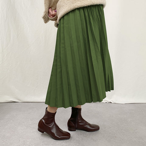 60%OFF:スクエアトゥ ストレッチフラットブーツ(3376)ダークブラウン/mamian(マミアン)