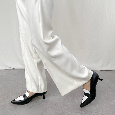 ラストワン40%OFF:ポインテッドトゥ ローファー パンプス(m55204)ブラック/C/mamian(マミアン)