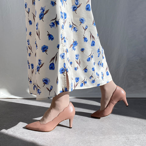 15%OFF:フラワーカット パンプス(m72005)ココアベージュ/mamian(マミアン)