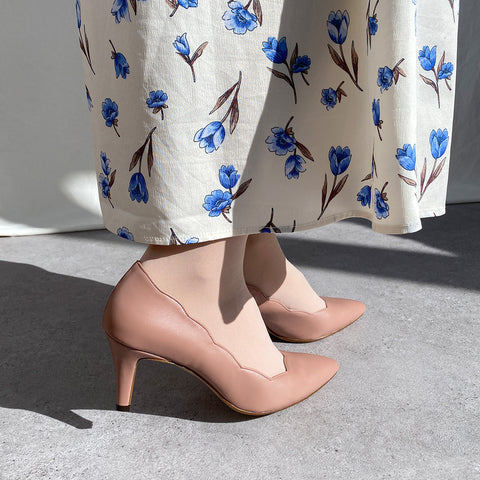 15%OFF:フラワーカット パンプス(m72005)ココアベージュ/mamian(マミアン)