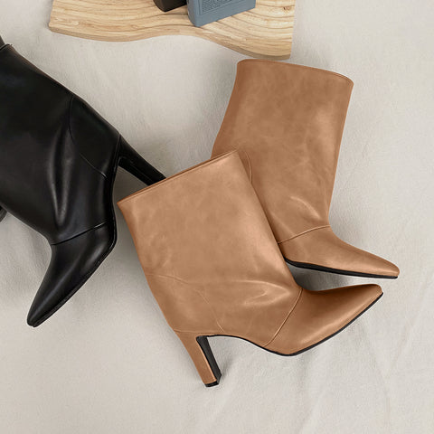 50%OFF:ワイドシャフト ショートブーツ(m81009)ベージュ/mamian(マミアン)