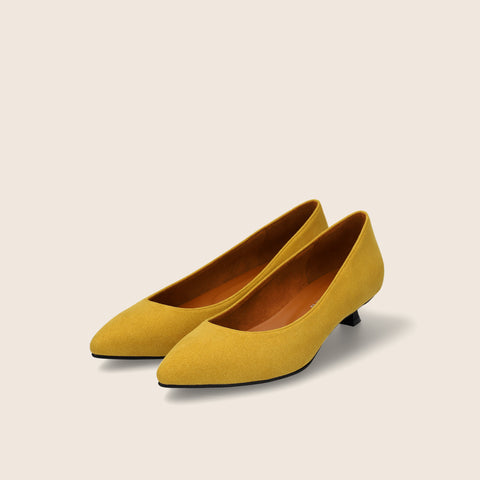 20%OFF:ローヒール ポインテッドトゥ パンプス(m30001)イエローS/mamian(マミアン)
