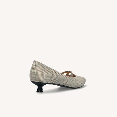 20%OFF:クロスストラップデザイン パンプス(m30003)チェック/mamian(マミアン)