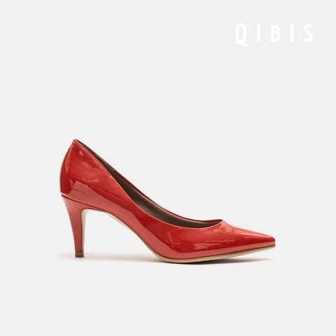 40%OFF:QIBIS ONE:7cmヒール ポインテッドトゥ パンプス(QM7003)レッド/QIBIS(マミアン)