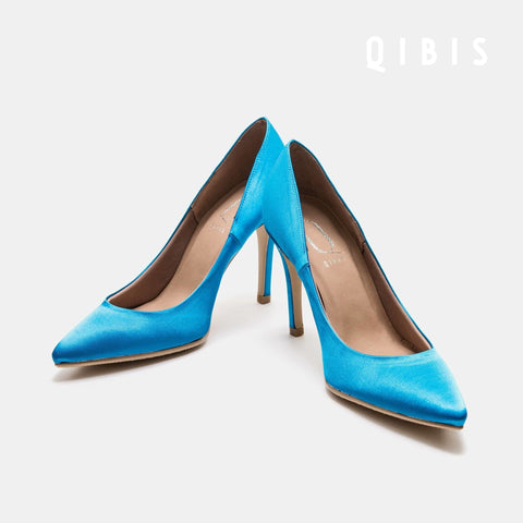 40%OFF:QIBIS ONE:9cmヒール ポインテッドトゥ パンプス(QM9004)Lブルー/QIBIS(マミアン)