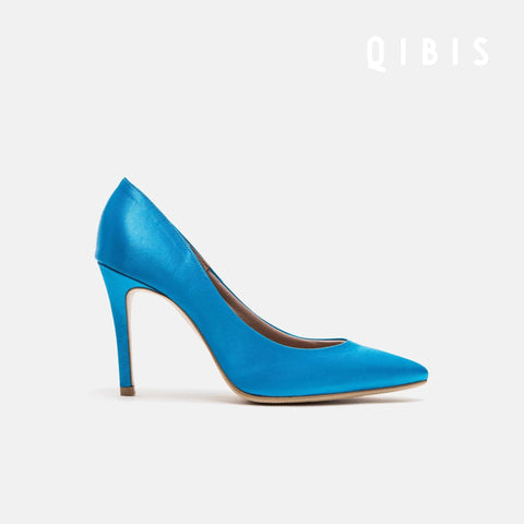 40%OFF:QIBIS ONE:9cmヒール ポインテッドトゥ パンプス(QM9004)Lブルー/QIBIS(マミアン)