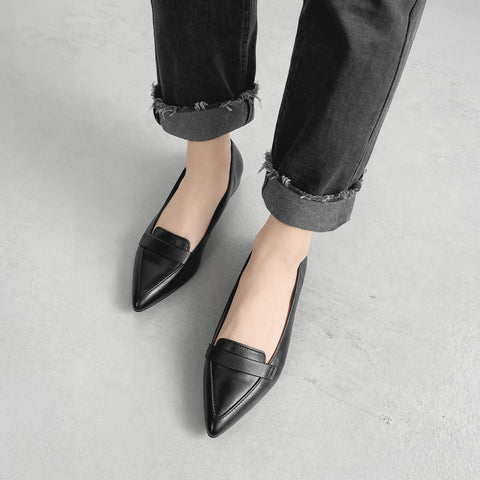 10% OFF: 2024SSBI: Low-cut pointed-toe loafers (124) Black