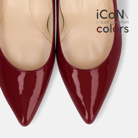 2024AW：iCoN COLORS：ポインテッドトゥ エナメル パンプス（C57171）ワインE/mamian（マミアン）