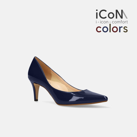 2024AW：iCoN COLORS：ポインテッドトゥ エナメル パンプス（C76531）クラシックネイビー/mamian（マミアン）