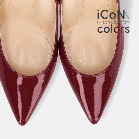 Basic Item SALE10%OFF：2024AW：iCoN COLORS：ポインテッドトゥ エナメル パンプス（C76531）ワインE/mamian（マミアン）