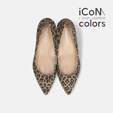 Basic Item SALE10%OFF：2024AW：iCoN COLORS：ポインテッドトゥ スエード パンプス（C57172）レオパードS/mamian（マミアン）