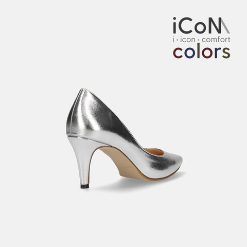 2024AW：iCoN COLORS：ポインテッドトゥ スムース パンプス（C76533）シルバー/mamian（マミアン）